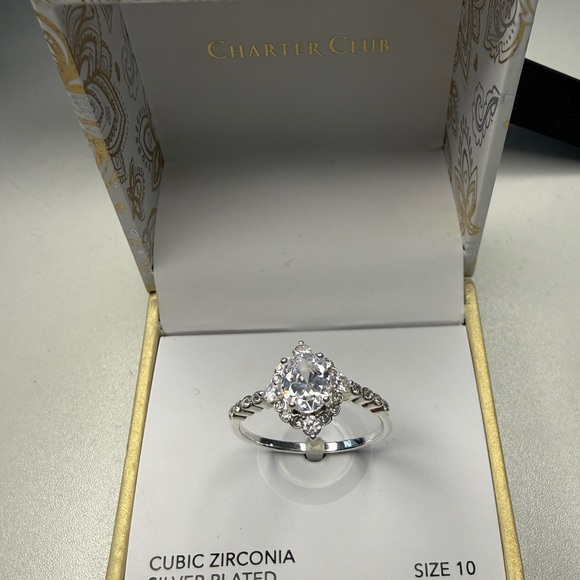 Charter Club Silver Cubic Zirconia Ring - Picture 2 of 6